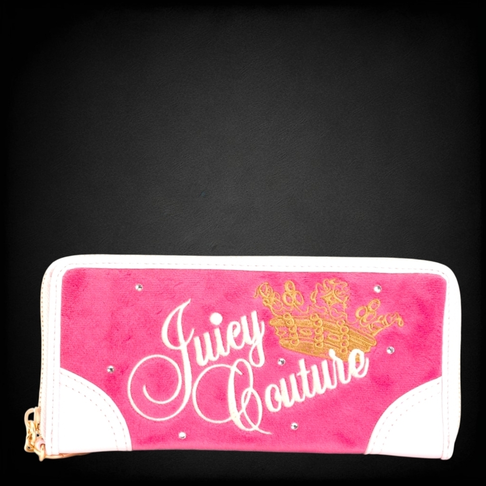 Juicy Couture Y2K Pink Velour Wallet Crown Limited Edition NIB - Picture 2 of 3